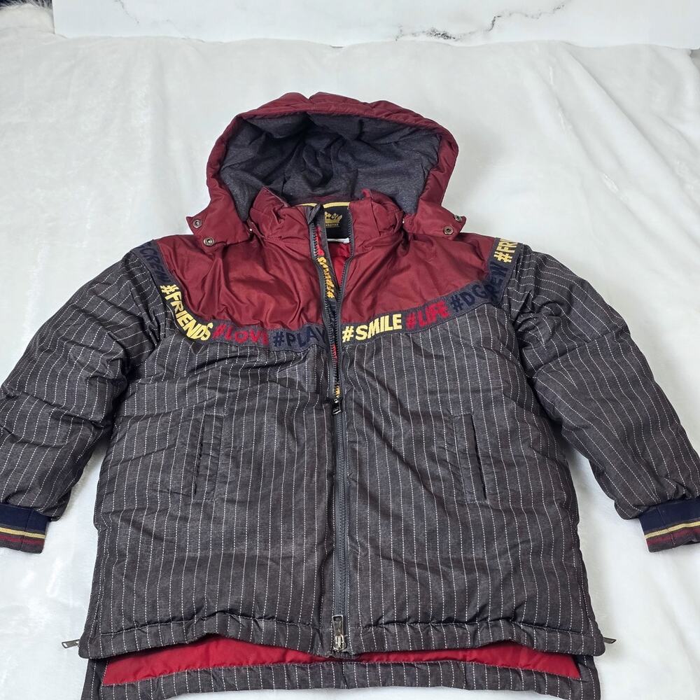 Dolce & Gabbana D&G Crew Boys Graphic Hooded Down Puffer Jacket Size 9/10